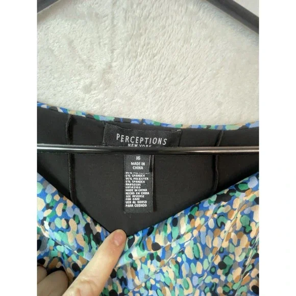 Perceptions New York Dress Womens 16 Multicolor‎ Print Front Tie Dress Stretch - Picture 6 of 11